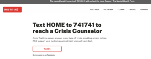 Text 741741 – Crisis Text Line